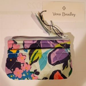 Vera Bradley Quilted Coin Purse - Marian Floral Print. White, Purple, Blue, Pink